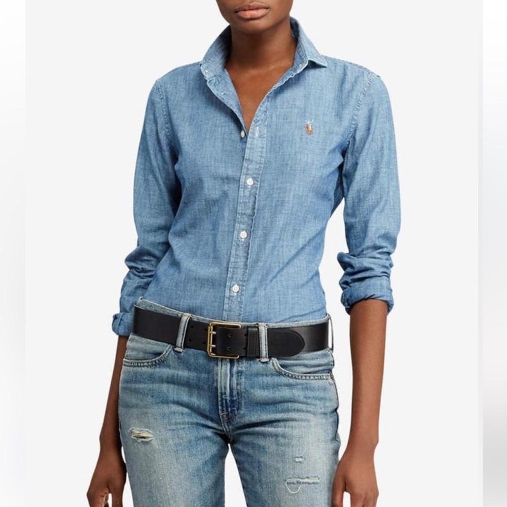 Ralph Lauren shirt pony embroidery blue denim 10 vintage